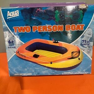 Aqua Solaris Two Person Boat - Bright Orange and Blue